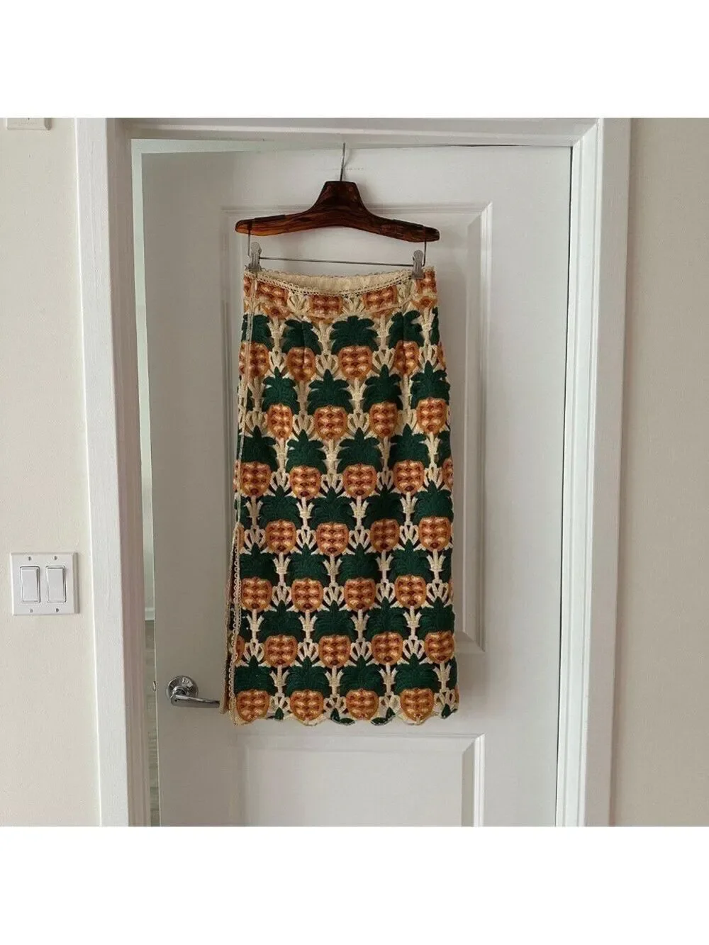 Farm Rio Sand Pineapple Crochet Skirt